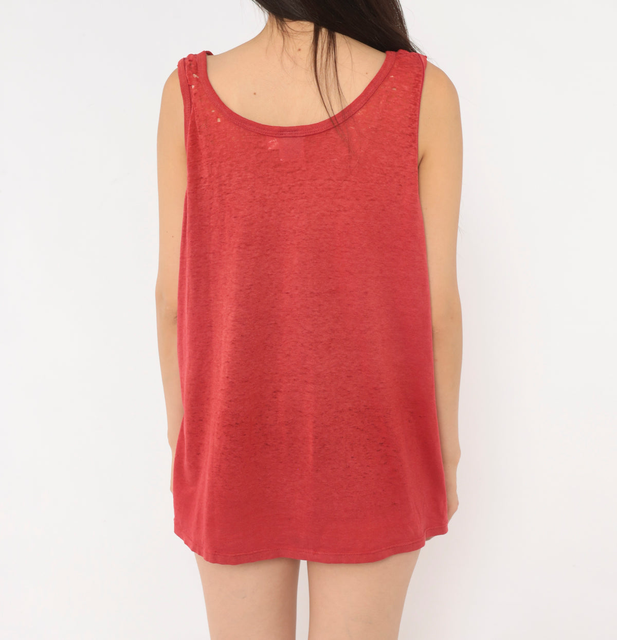 MGM Studio Tank Top 90s Red Orange Cotton Movie Logo Graphic Print Lion Scoop Neck Sleeveless Jerzees Hollywood Film Studio Muscle Tee Semi Sheer Summer Top Large L