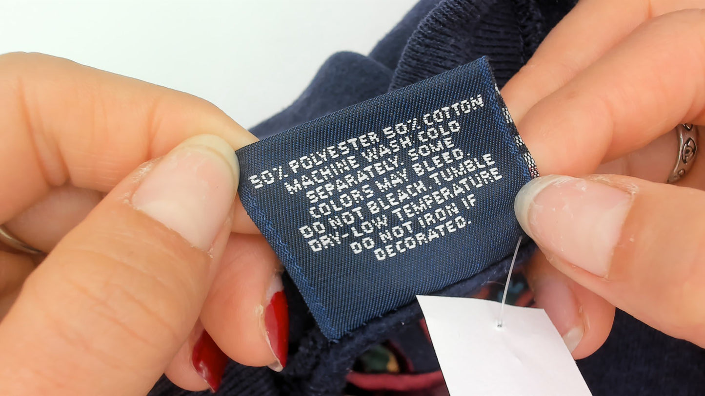 90s Jansport Navy Blue Sweatshirt Cal Poly Mom College University Collegiate Oversized Long Sleeve Graphic Paisley Logo Extra Large XL 16