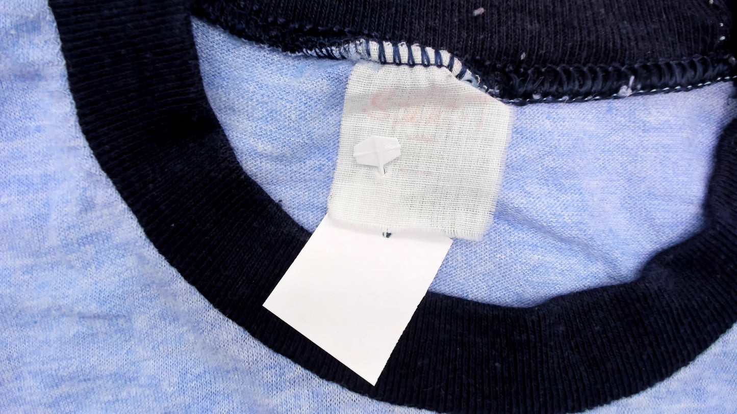 Madonna Who's That Girl Tour Shirt 80s Concert Tee Blue Ringer Vintage Band Tee Crew Neck Graphic U.S. World Tour Cities Periwinkle Small S