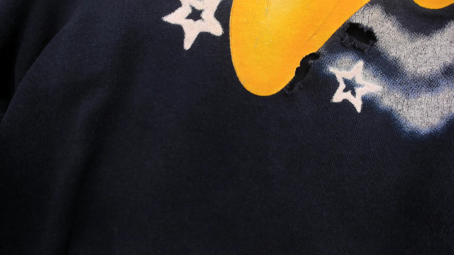 Tweety Bird Tee 90s Looney Tunes Born Free Graphic V Neck Cotton Navy Blue Cartoon Stars Heart Boxy Relaxed Fit Dark Shirt Plus Size 2X XXL