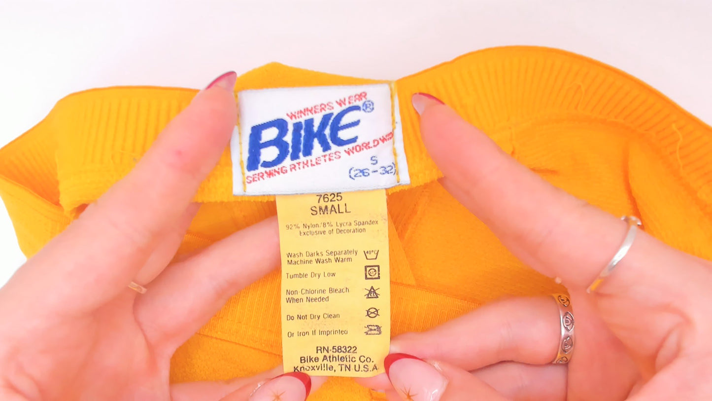 80s LA Rams NFL Bike Shorts Yellow Gold Compression Spandex Football Cycling Athletic Sportswear Graphic Vintage Activewear Extra Small XS