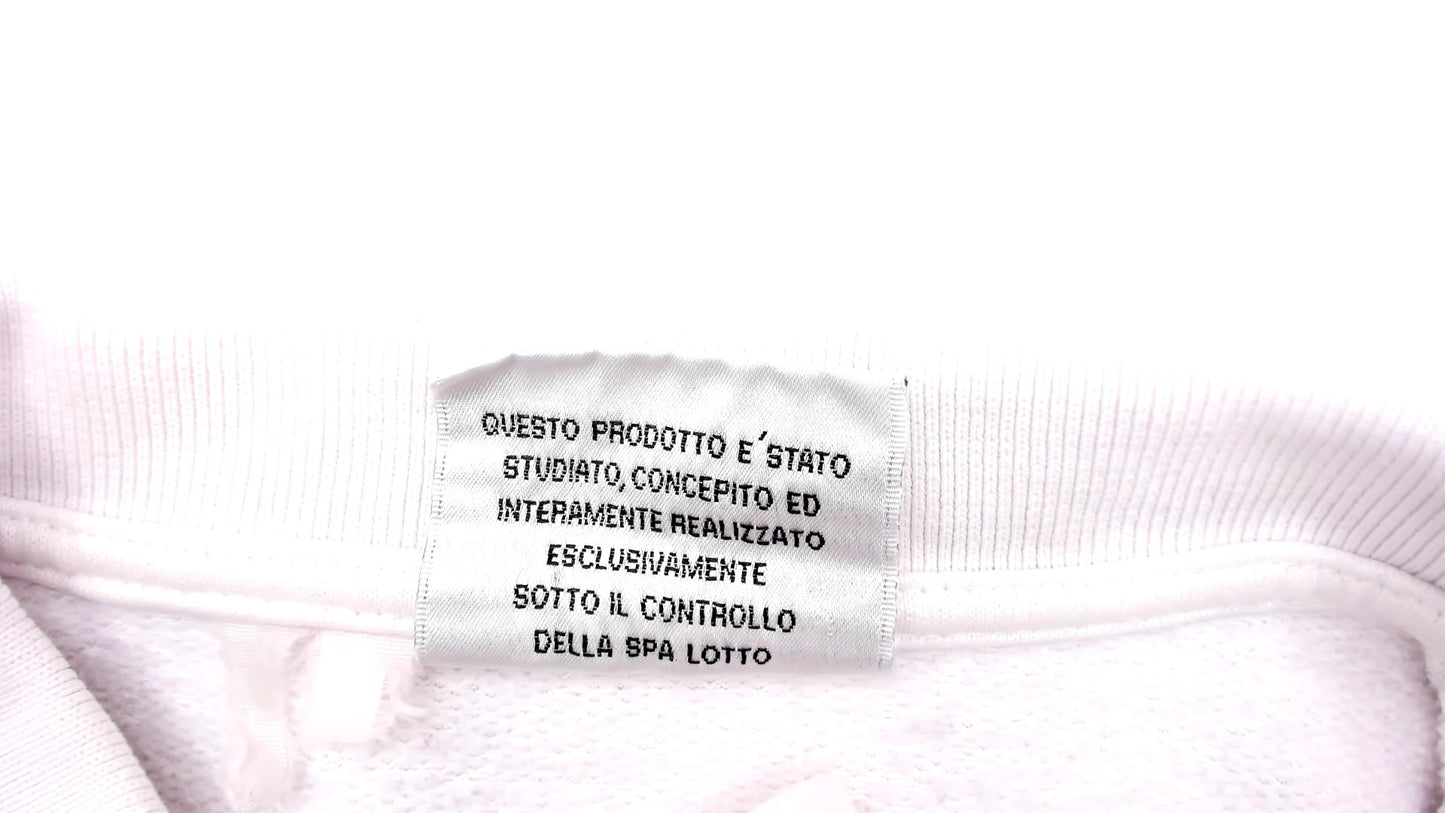 93/94 Lotto Milan Polo Sweatshirt 90s White Collared Red Trim Italian Football Soccer Sporty Long Sleeve Athletic Streetwear Top Medium M