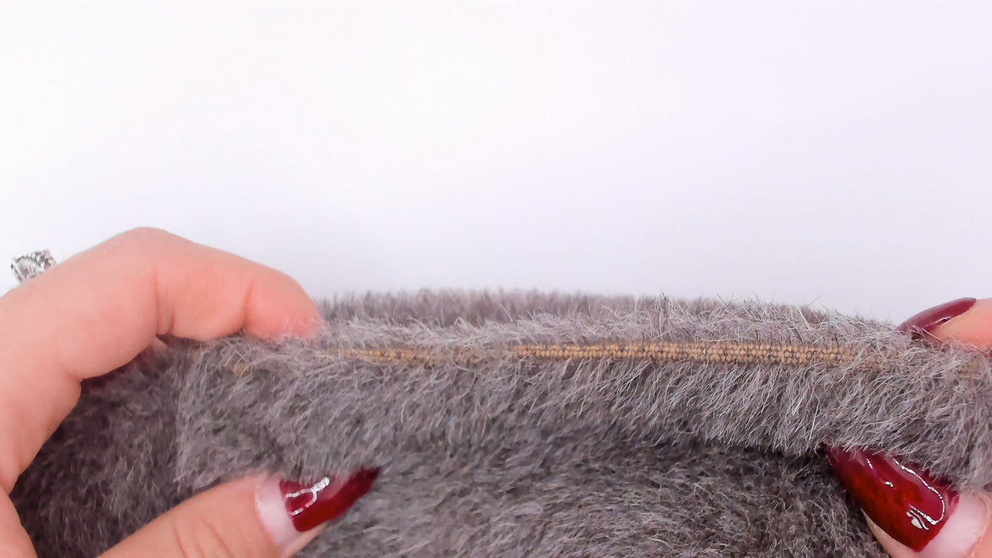 70s Faux Fur Coat Grey Double Breasted Jacket Quilted Lining Belted Back Peacoat Ash Charcoal Fuzzy Winter Outerwear Mob Wife Warm Button Front Vintage Small Medium S M