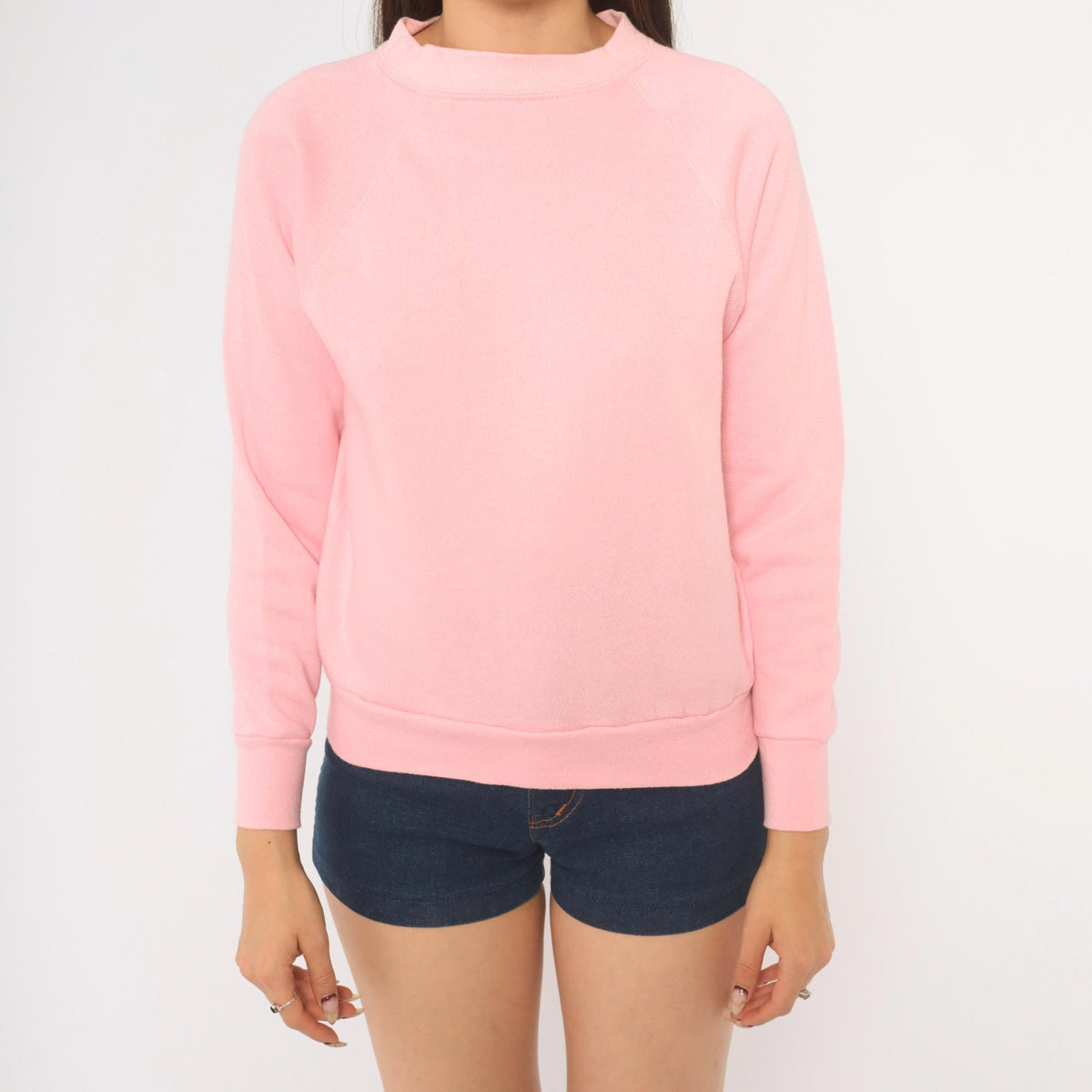 90s Tultex Pink Raglan Sweatshirt Crew Neck Pullover Cotton Small