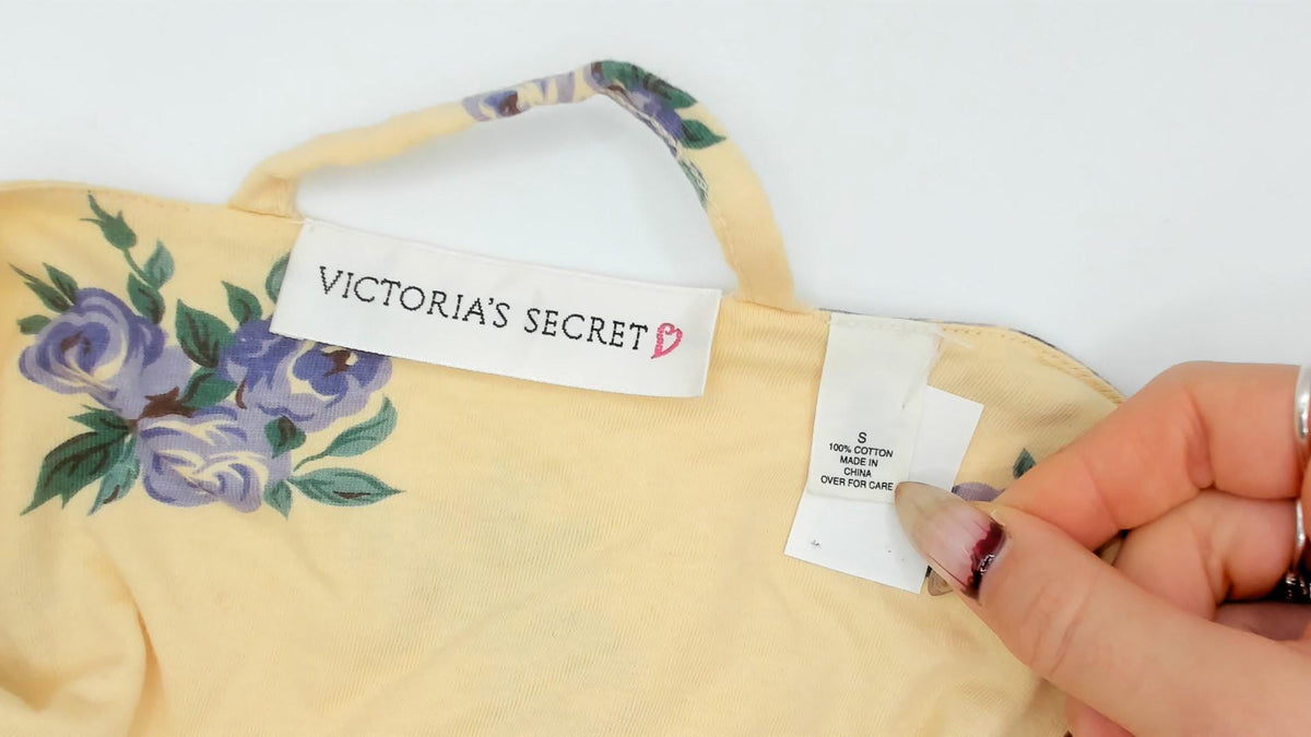 Y2K Victoria's Secret Yellow Floral Cotton Robe Mini Kimono Small S