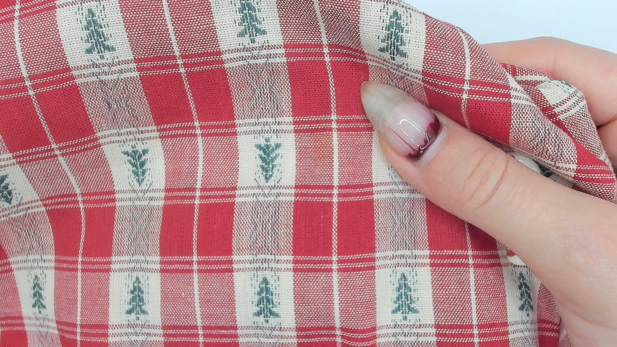 80s USA Hearts and Stitches Christmas Plaid Midi Dress Cream Red Small