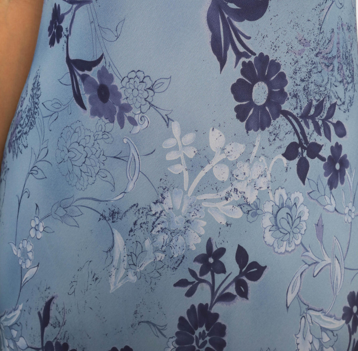 90s All That Jazz Blue Floral Maxi Dress Sleeveless A-Line Small S