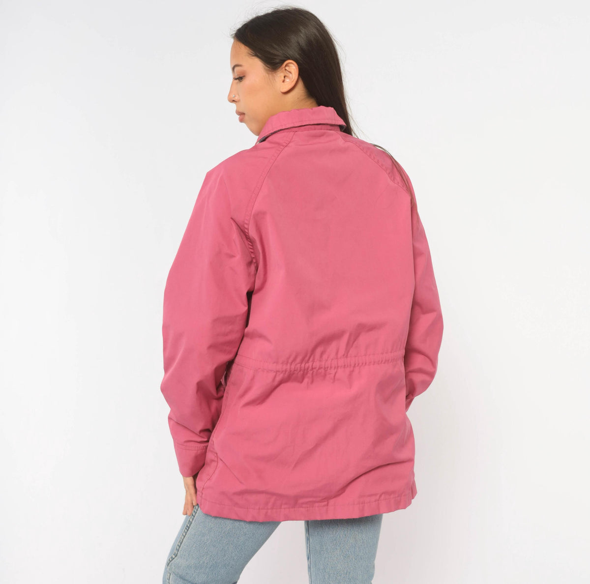 80s Woolrich Pink Wool Plaid Barn Jacket Snap Waist Small