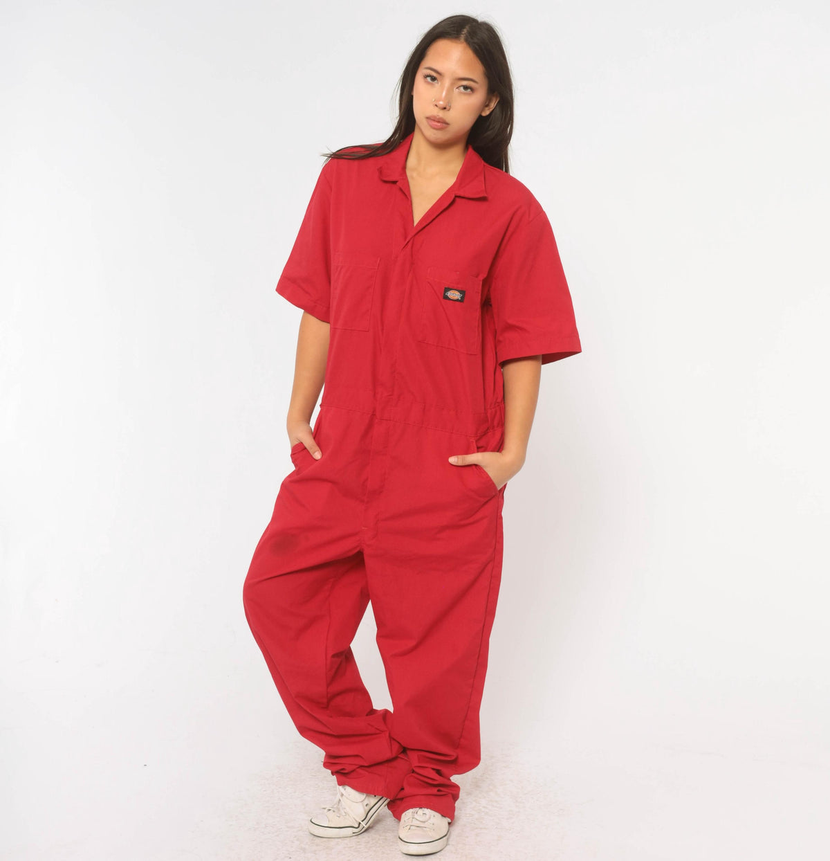 Y2K Dickies Red Coveralls Zip Front Jumpsuit Unisex Medium M