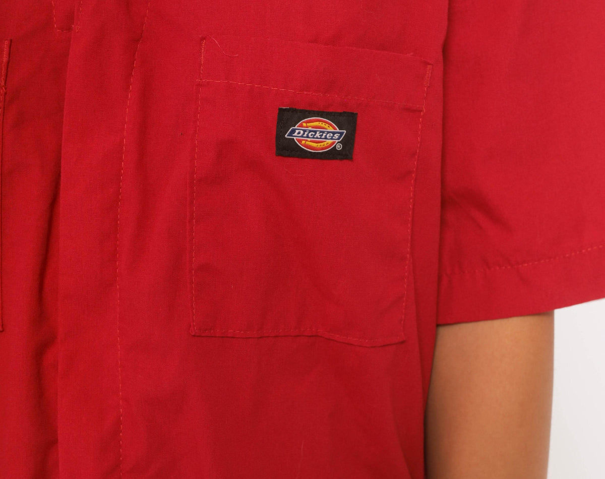 Y2K Dickies Red Coveralls Zip Front Jumpsuit Unisex Medium M