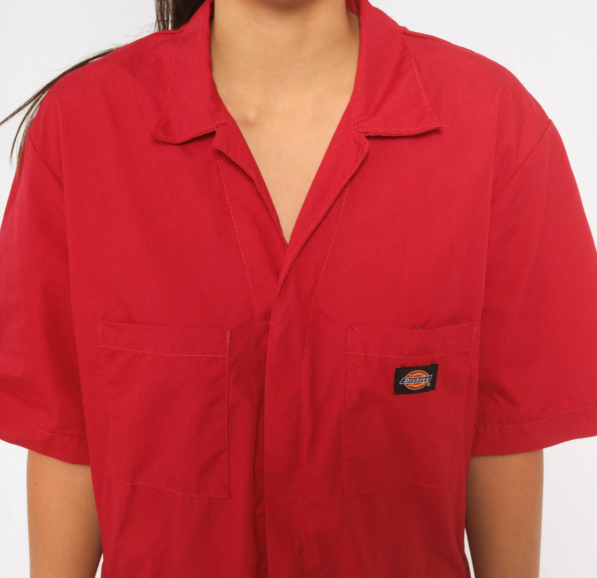 Y2K Dickies Red Coveralls Zip Front Jumpsuit Unisex Medium M