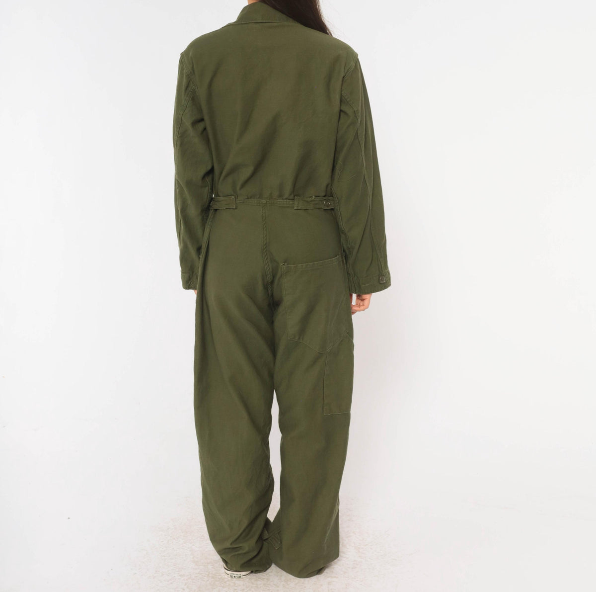 70s Vanderbilt Olive Cotton Coveralls Button Front Jumpsuit XS
