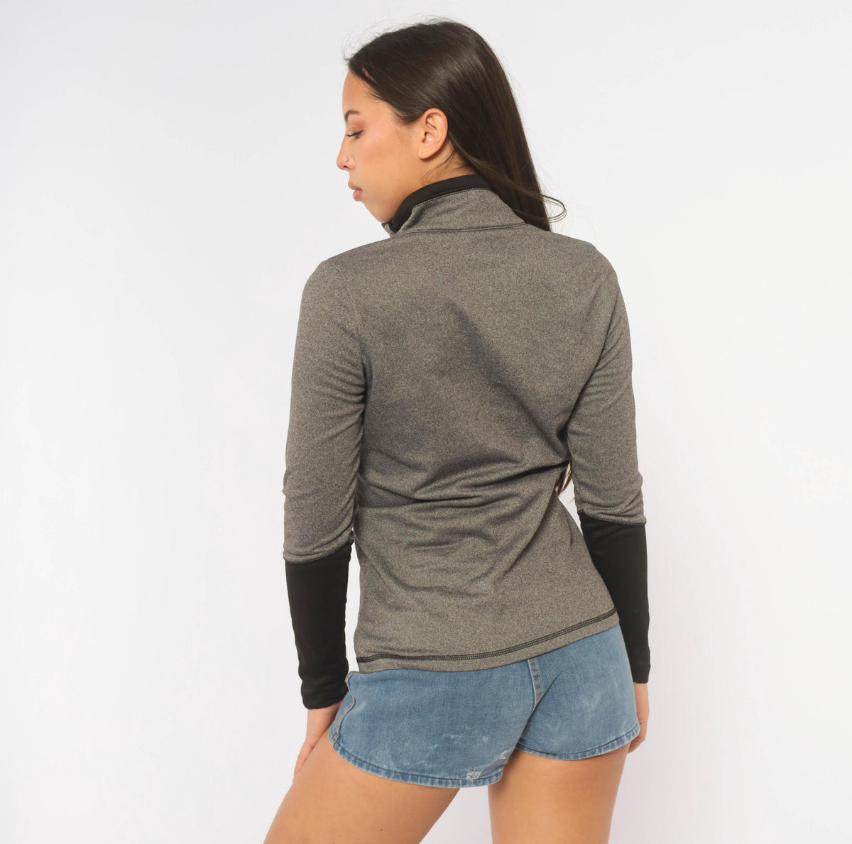 The North Face Half Zip Pullover Grey Charcoal Raglan Y2K Extra Small XS