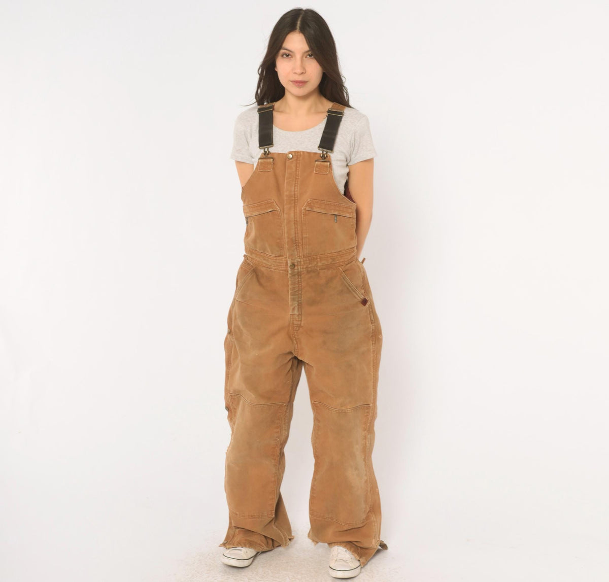 Y2K Real Ranch Tan Duck Canvas Bib Overalls Small S
