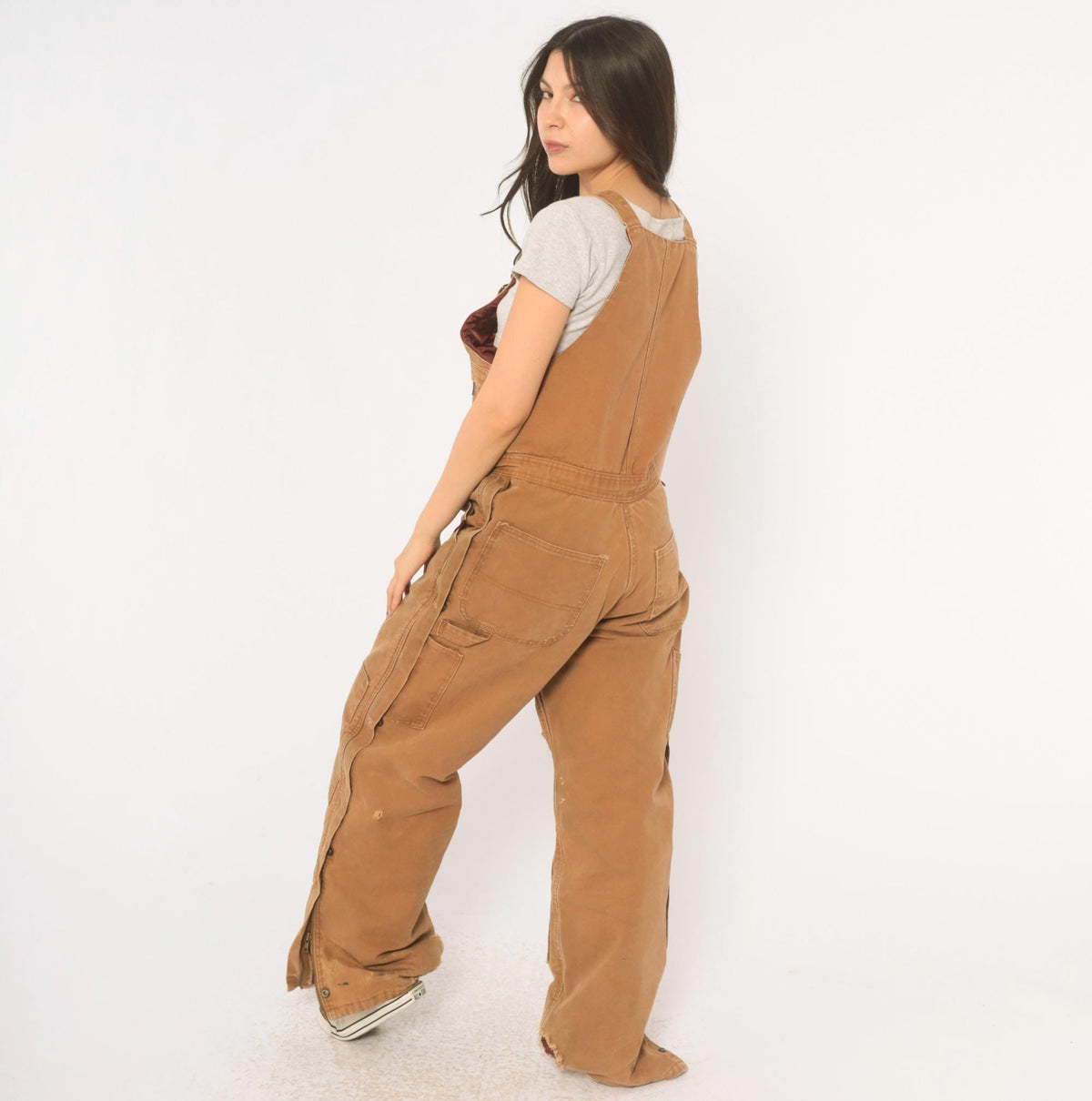 Y2K Real Ranch Tan Duck Canvas Bib Overalls Small S