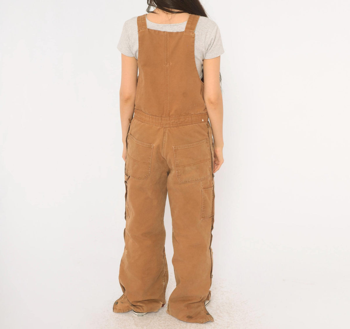 Y2K Real Ranch Tan Duck Canvas Bib Overalls Small S