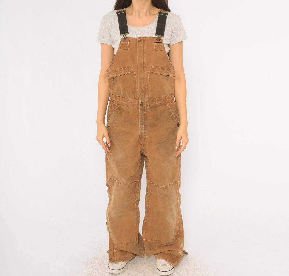 Y2K Real Ranch Tan Duck Canvas Bib Overalls Small S