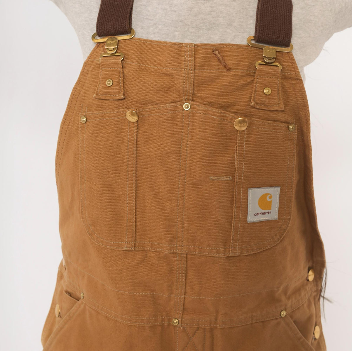 80s Carhartt Duck Canvas Bib Overalls Tan Double Knee Workwear Medium