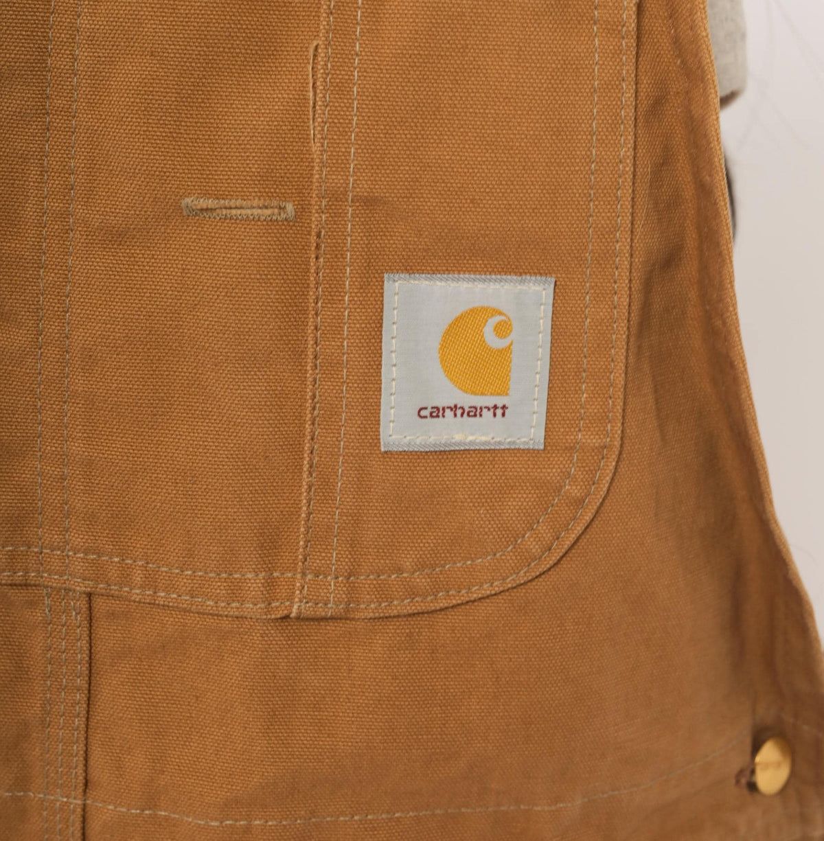 80s Carhartt Duck Canvas Bib Overalls Tan Double Knee Workwear Medium