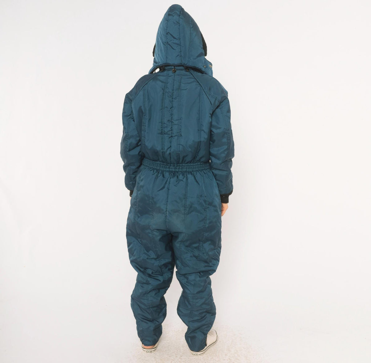 70s Walls Blizzard Pruf Navy Insulated Coveralls Hooded Quilted Ski Suit Medium