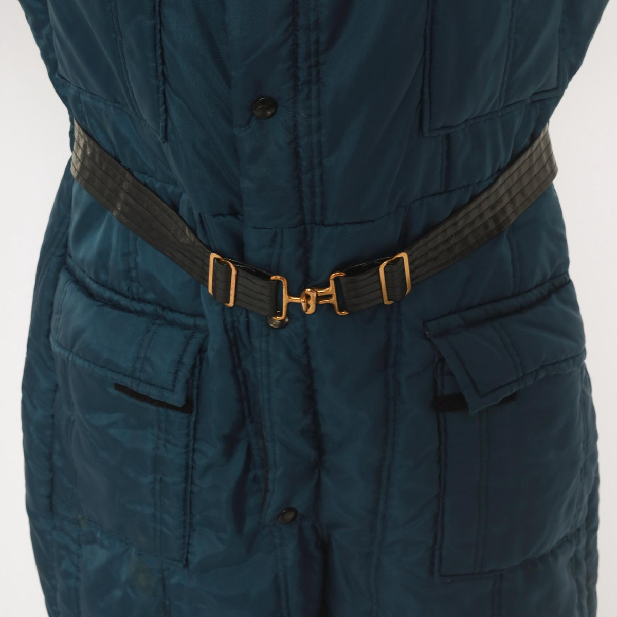 70s Walls Blizzard Pruf Navy Insulated Coveralls Hooded Quilted Ski Suit Medium