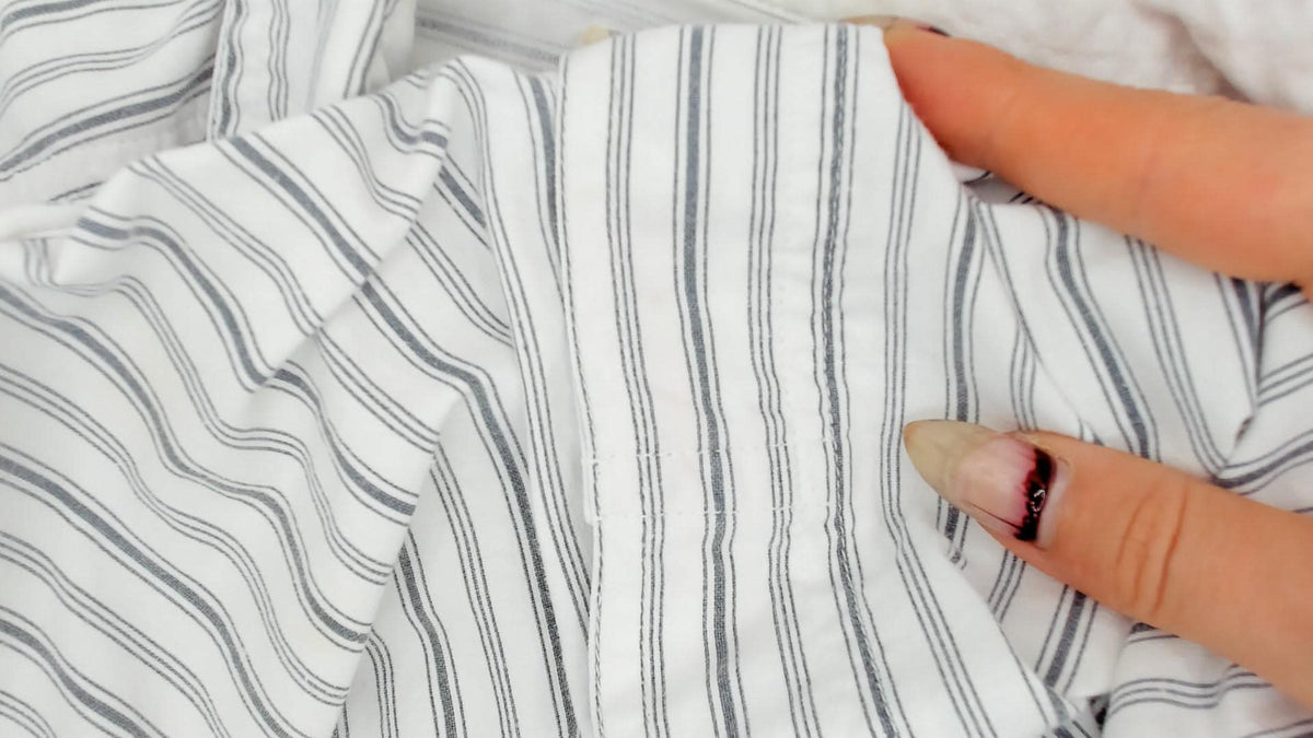 90s Bugle Boy Pinstripe Cotton Shirt White Grey Button Front Extra Large XL