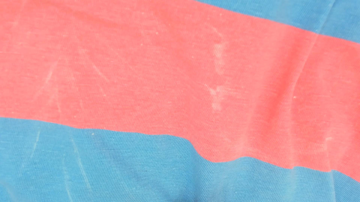 90s Pacific Coast Highway Rugby Stripe T-Shirt Pink Blue Cotton Extra Large