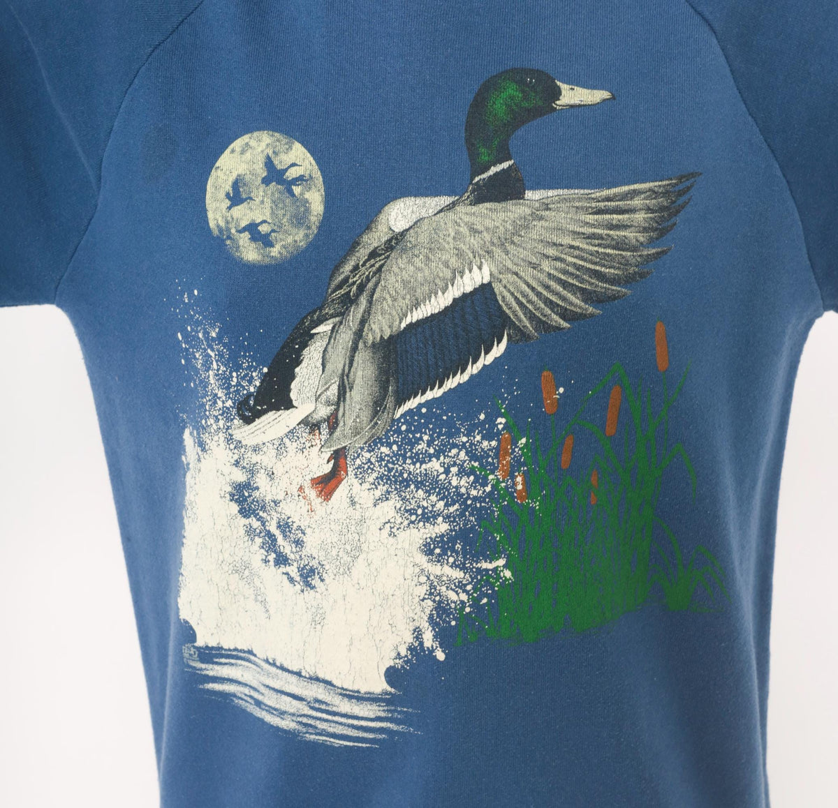 90s Jerzees Duck Sweatshirt Cobalt Blue Mallard Graphic Crewneck Medium
