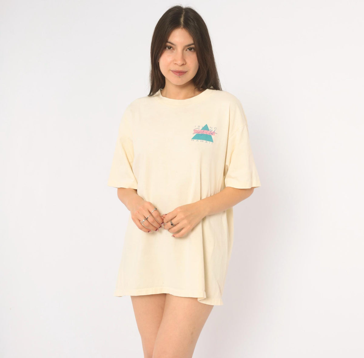 90s Super Cru Island Surf Club Hawaii Graphic Tee Cream Cotton Extra Large