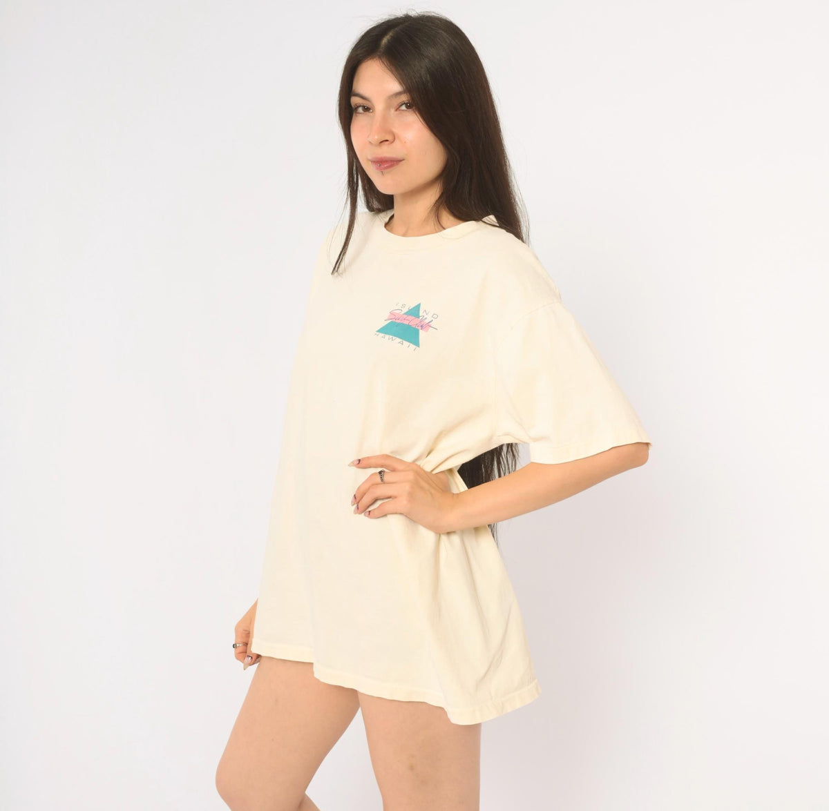 90s Super Cru Island Surf Club Hawaii Graphic Tee Cream Cotton Extra Large