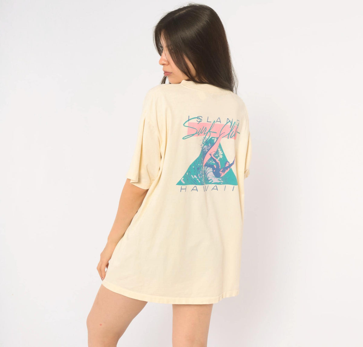 90s Super Cru Island Surf Club Hawaii Graphic Tee Cream Cotton Extra Large