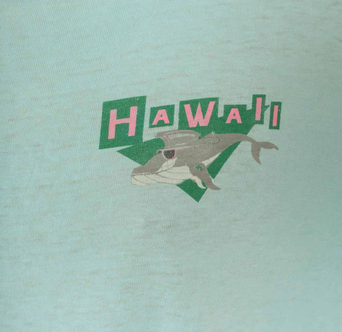 90s Super Cru Hawaii Whale Graphic Tee Light Blue Cotton Large L
