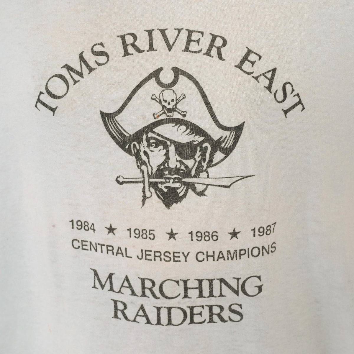 80s Toms River East Marching Raiders Graphic Tee Light Blue Pirate Skull Large