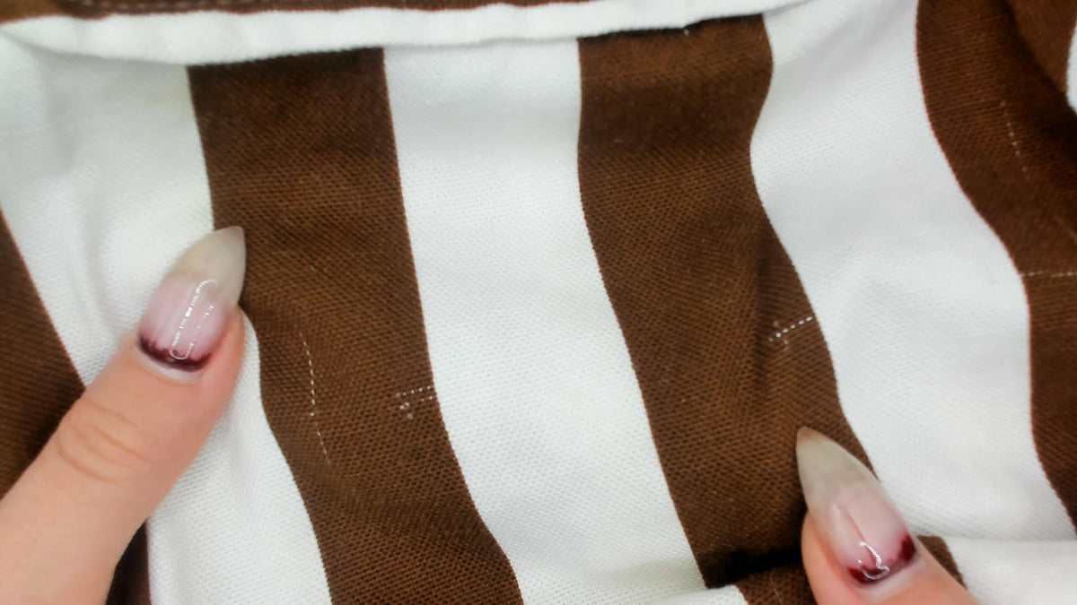 60s Brown Cream Striped Cotton Shift Dress Square Neck Patch Pocket Small