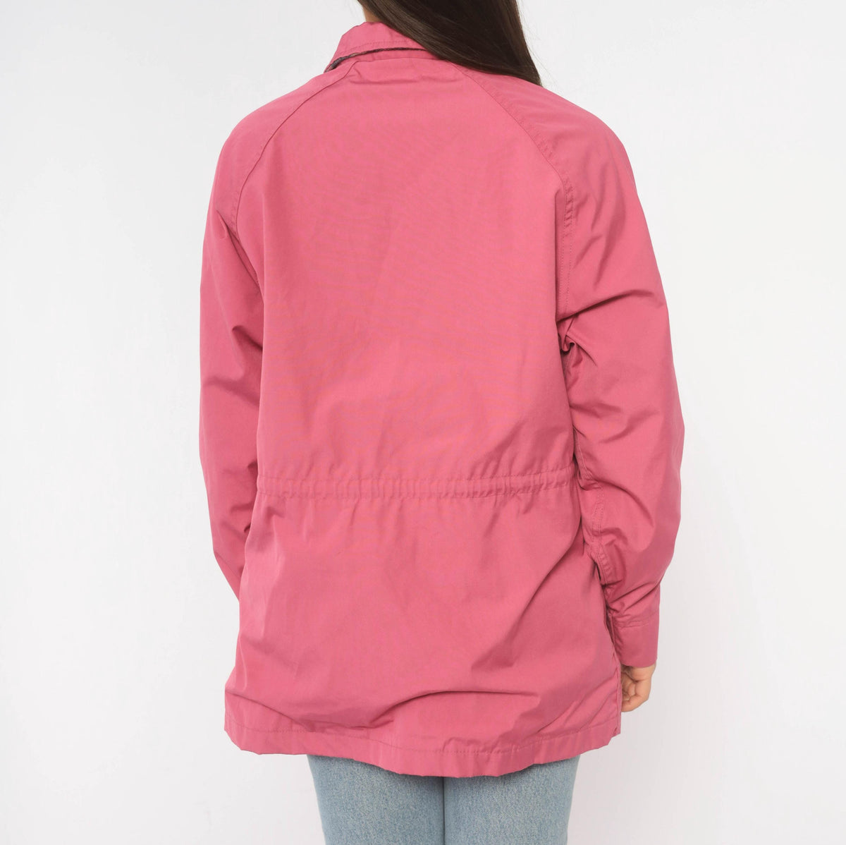 80s Woolrich Pink Wool Plaid Barn Jacket Snap Waist Small
