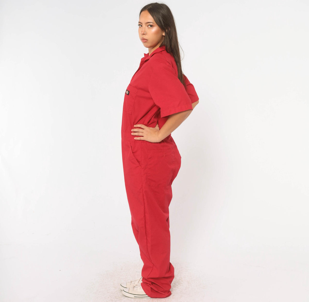 Y2K Dickies Red Coveralls Zip Front Jumpsuit Unisex Medium M