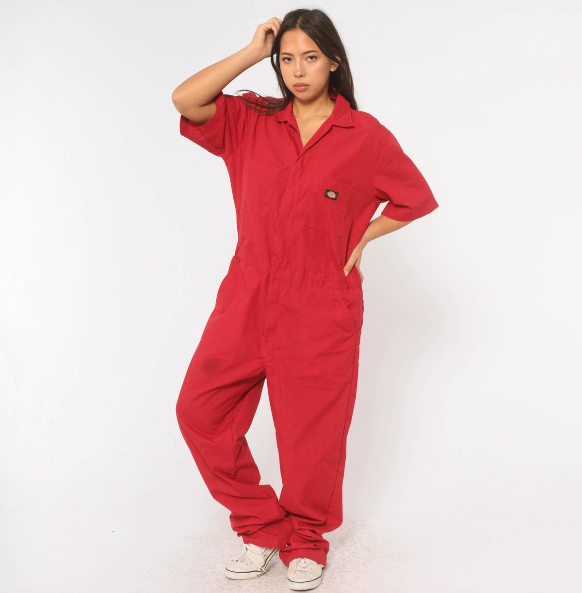 Y2K Dickies Red Coveralls Zip Front Jumpsuit Unisex Medium M