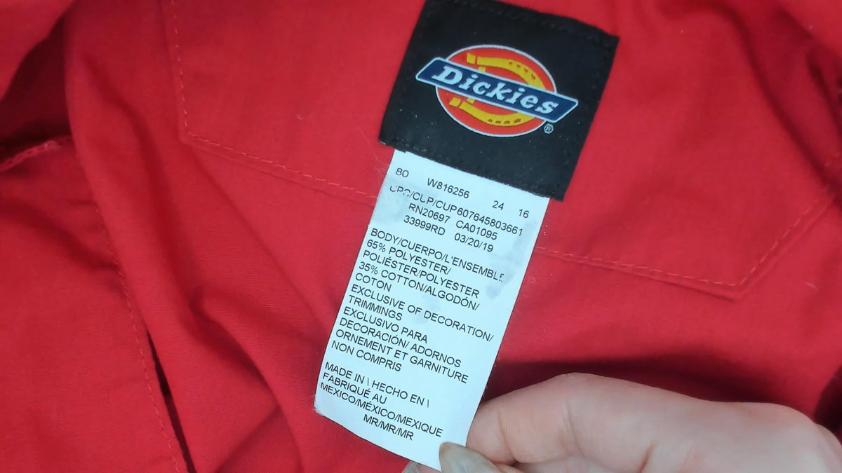 Y2K Dickies Red Coveralls Zip Front Jumpsuit Unisex Medium M