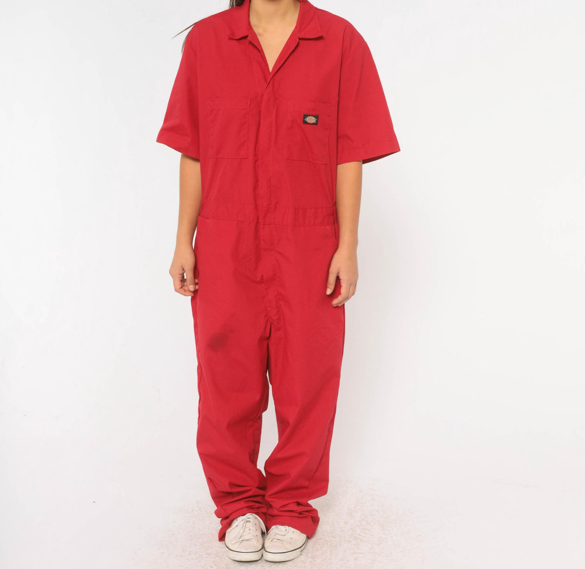 Y2K Dickies Red Coveralls Zip Front Jumpsuit Unisex Medium M
