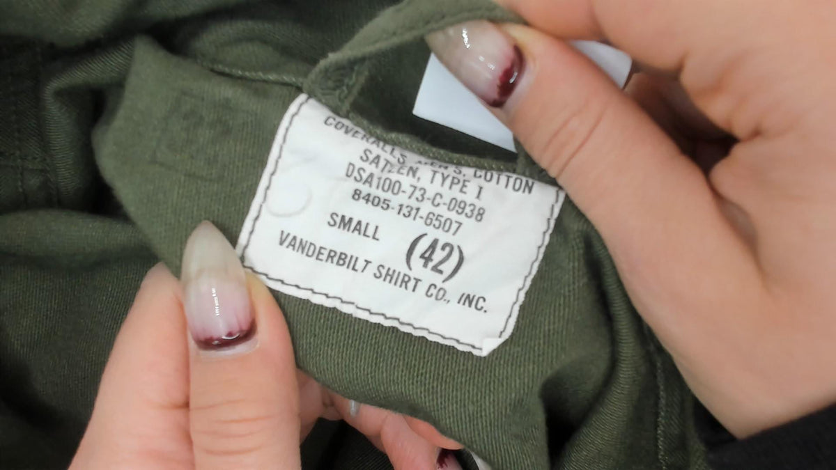 70s Vanderbilt Olive Cotton Coveralls Button Front Jumpsuit XS