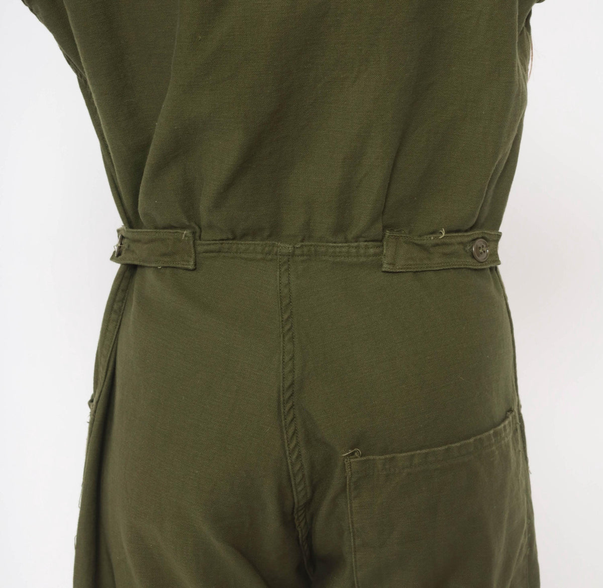 70s Vanderbilt Olive Cotton Coveralls Button Front Jumpsuit XS
