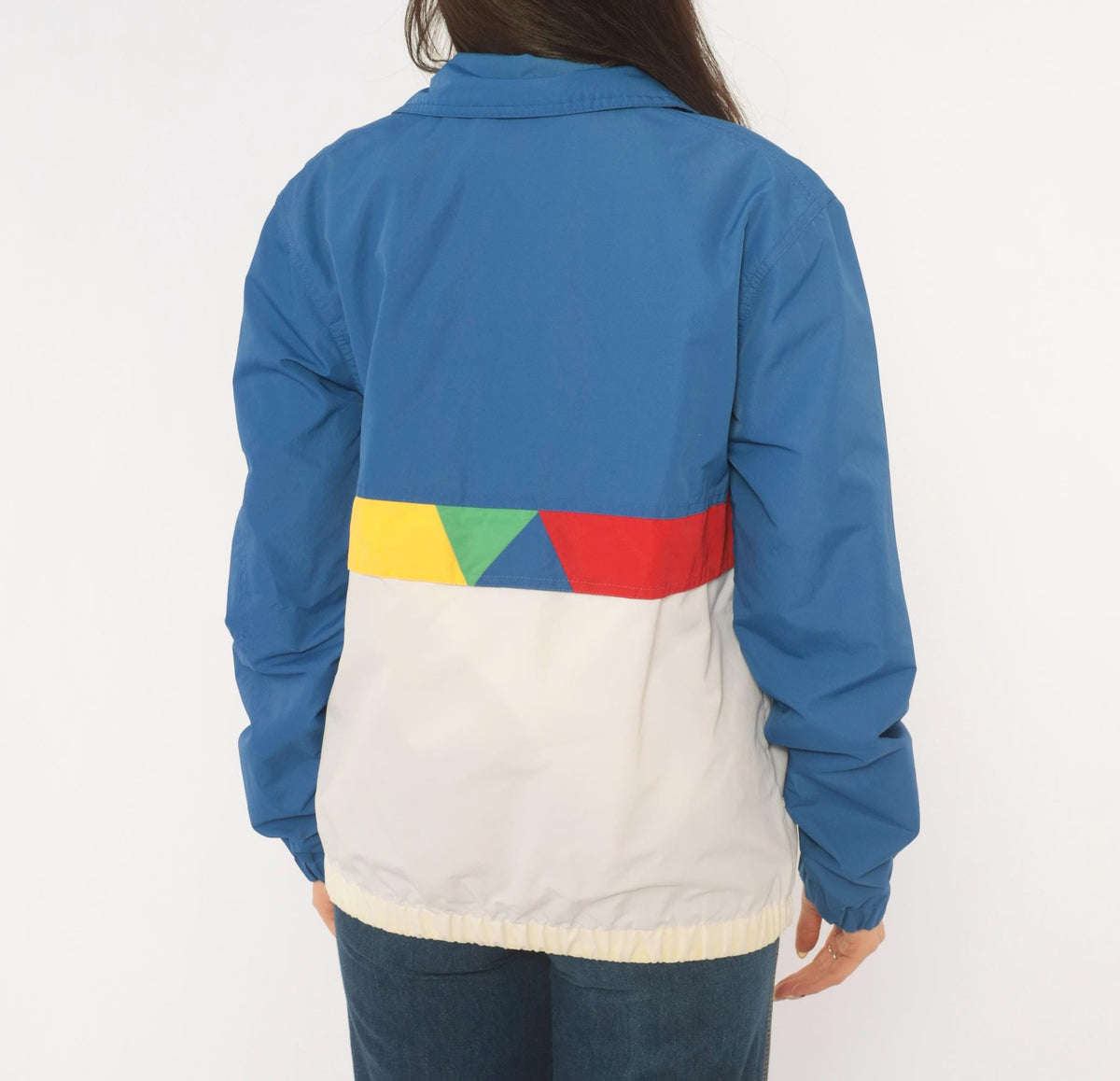 80s Pacific Trail Color Block Windbreaker Jacket Blue White Red Yellow Small