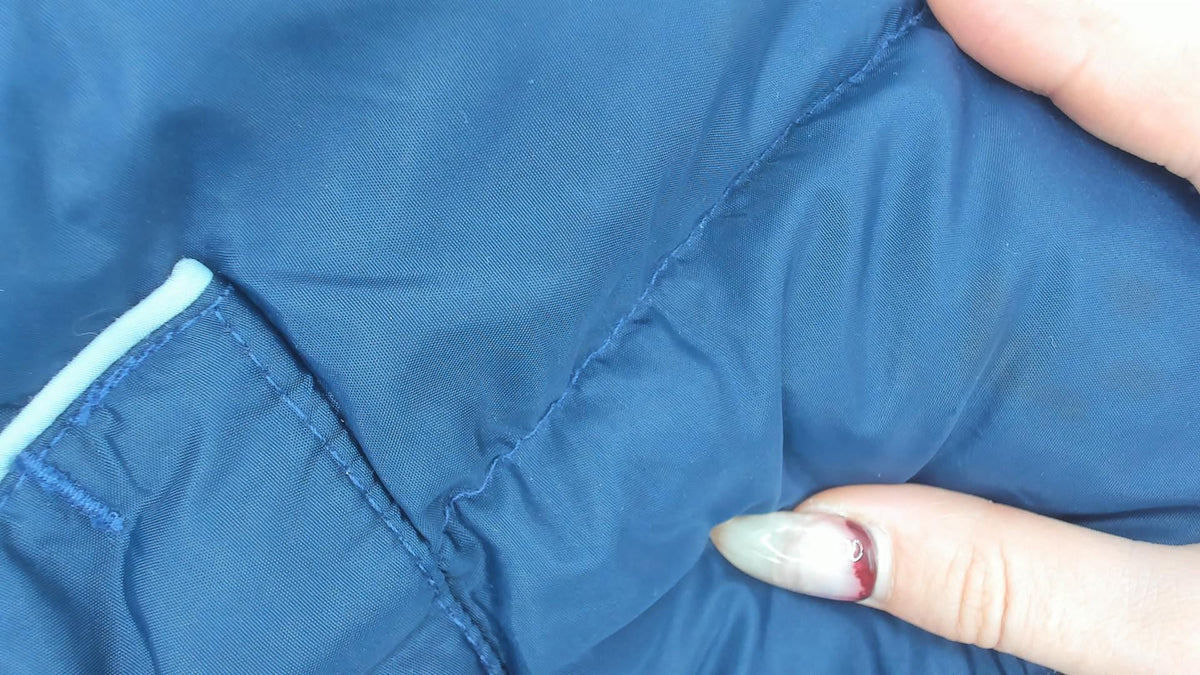 70s Comfy Navy Puffer Bomber Jacket Down Filled Quilted Ski Coat Extra Small XS