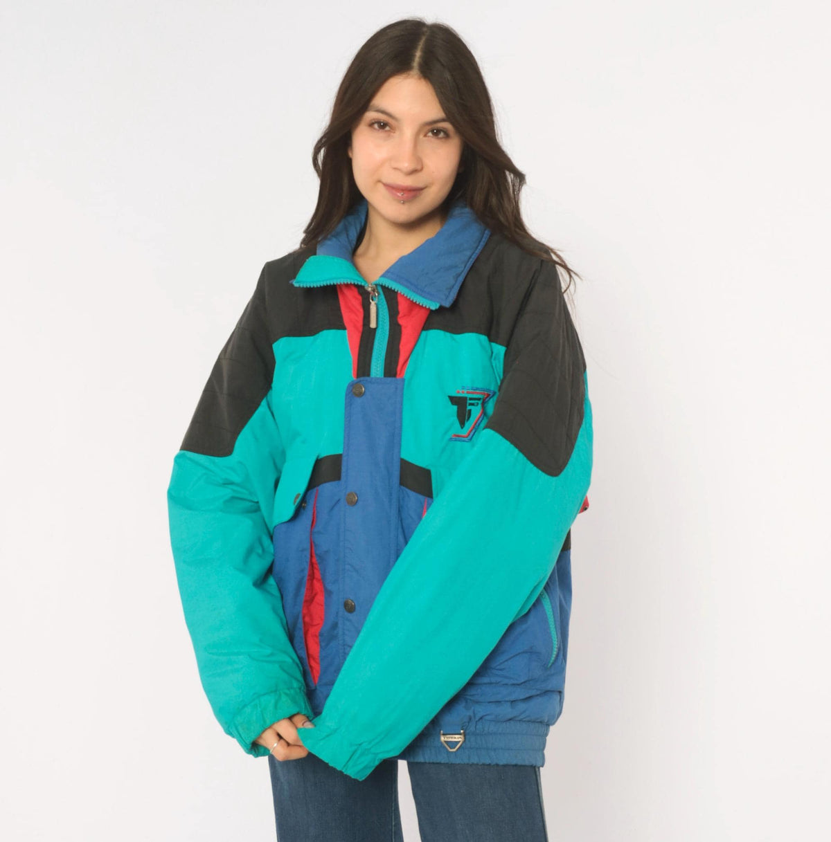 90s Tyrolia Teal Color Block Ski Jacket Small S