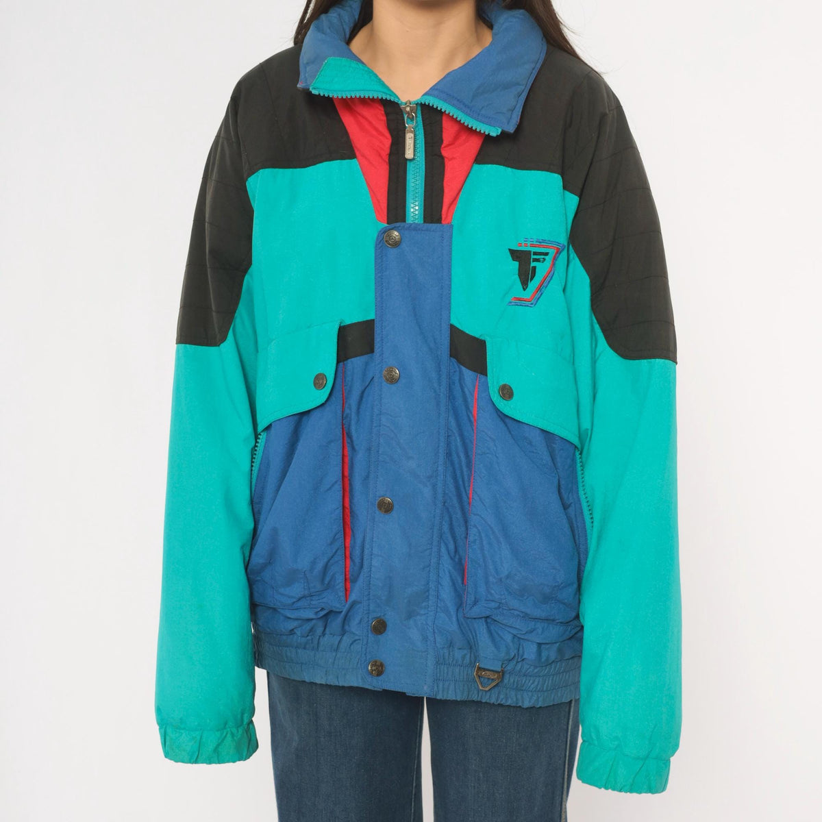 90s Tyrolia Teal Color Block Ski Jacket Small S