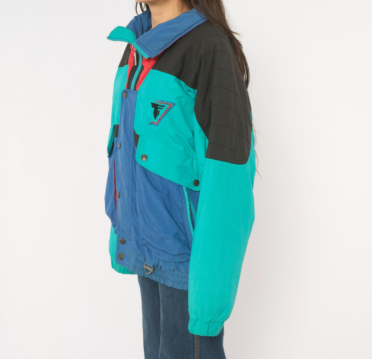 90s Tyrolia Teal Color Block Ski Jacket Small S