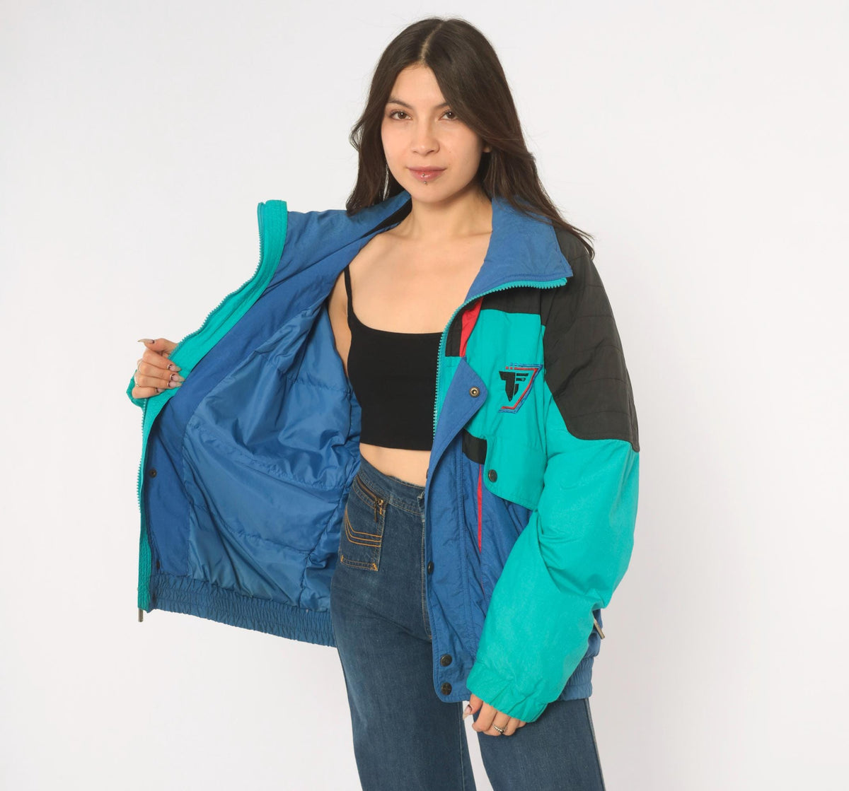 90s Tyrolia Teal Color Block Ski Jacket Small S