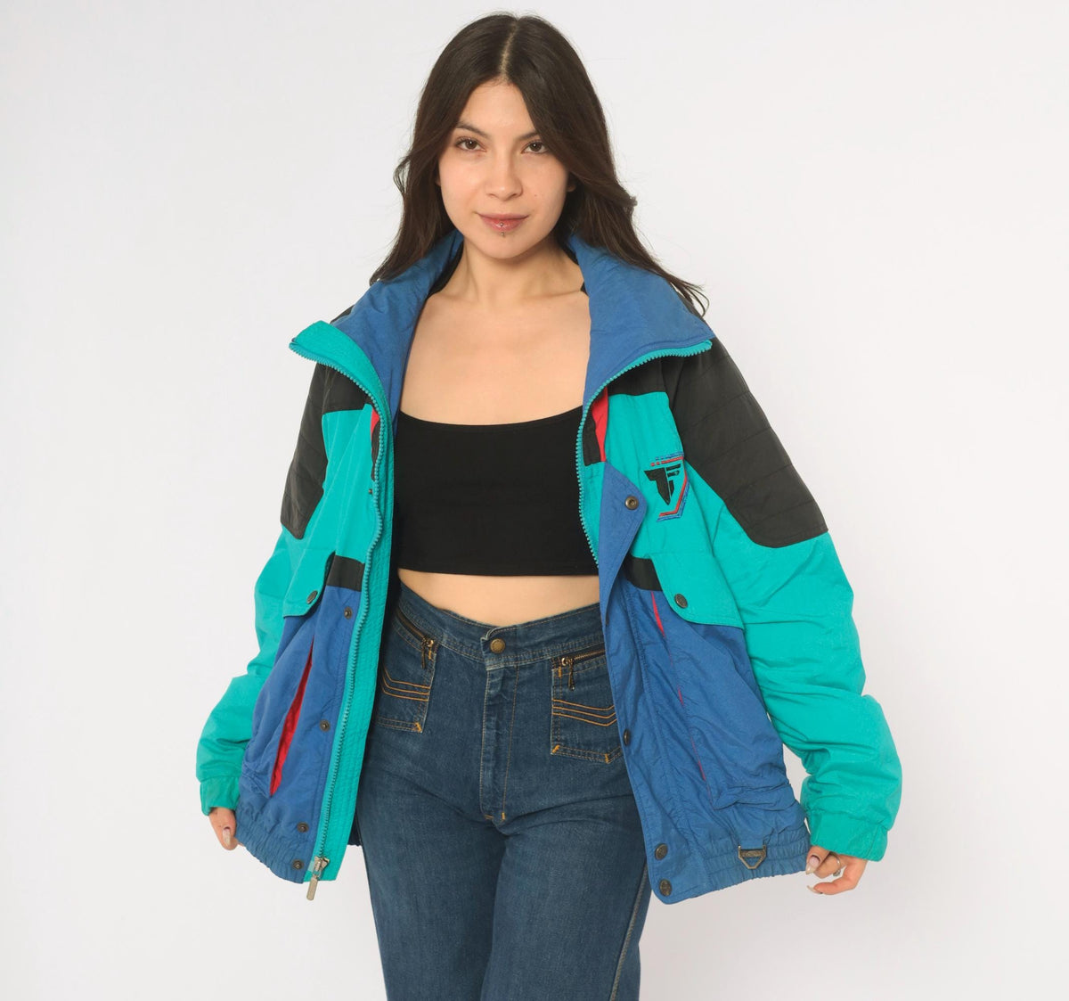 90s Tyrolia Teal Color Block Ski Jacket Small S