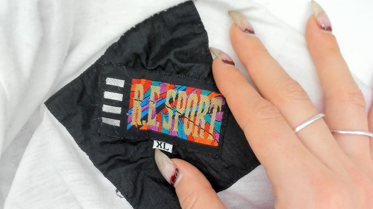 90s R.E. Sport Color Block Windbreaker Black Purple Teal Pink Chevron Extra Large XL