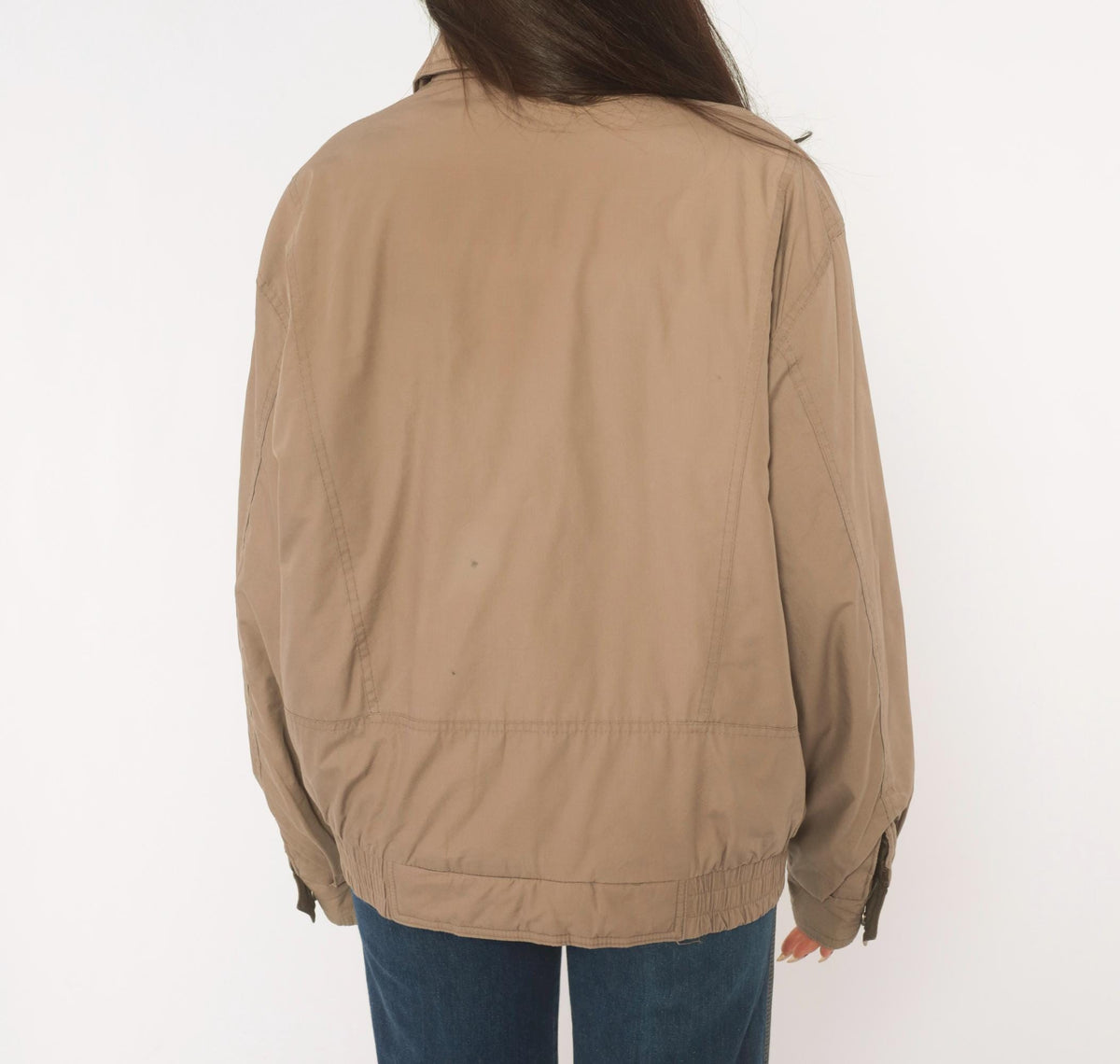 90s Members Only Bomber Jacket Grey Taupe Snap Collar Medium M